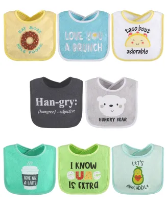 The Peanutshell Cotton Baby Bibs for Girls or Boys, 8 Pack, Green, Blue, Yellow