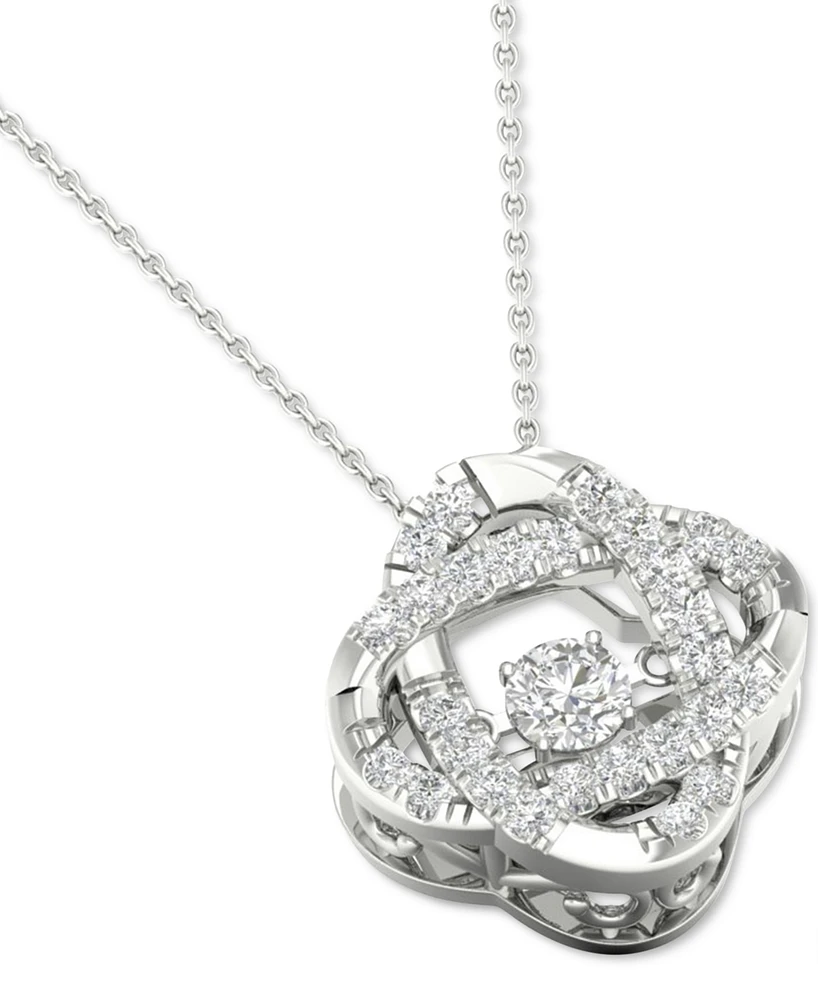 Twinkling Diamond Star Diamond Interlocking Oval 18" Pendant Necklace (1/4 ct. t.w.) in 10k White Gold
