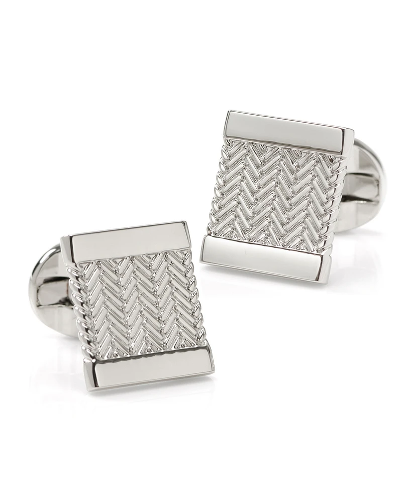 Ox & Bull Trading Co. Men's Silver Herringbone Cufflinks