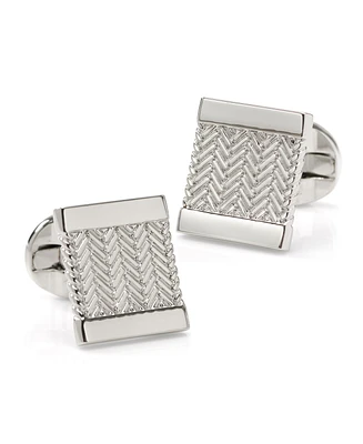 Ox & Bull Trading Co. Men's Silver Herringbone Cufflinks