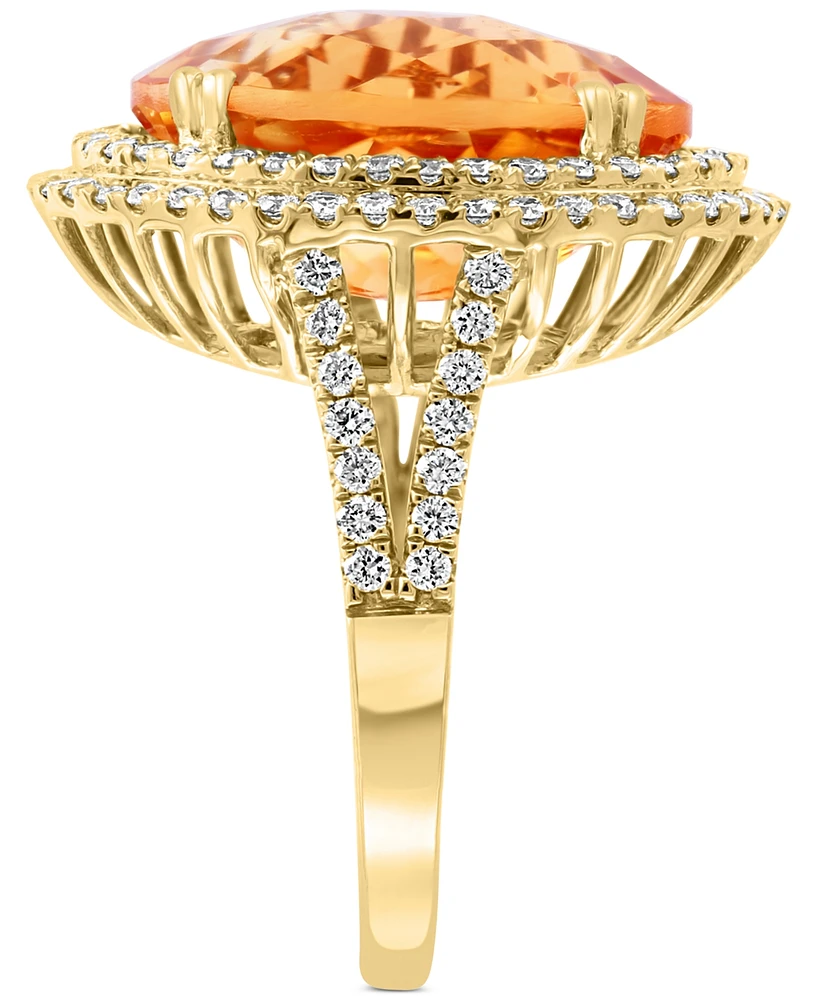 Effy Citrine (9-1/3 ct. t.w.) & Diamond (1 Halo Ring 14k Gold