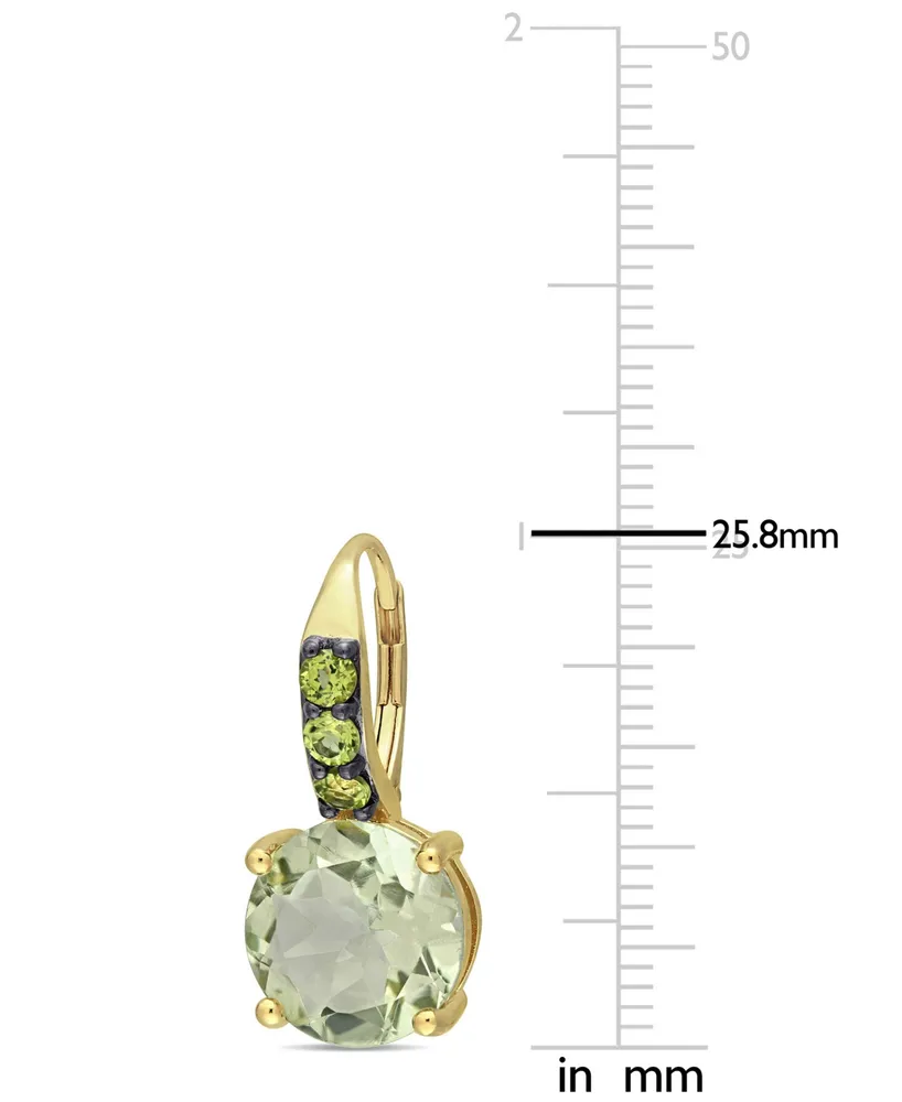 Green Quartz (11-5/8 ct. t.w.) & Peridot (3/4 ct. t.w.) Leverback Drop Earrings in 18k Gold-Plated Sterling Silver