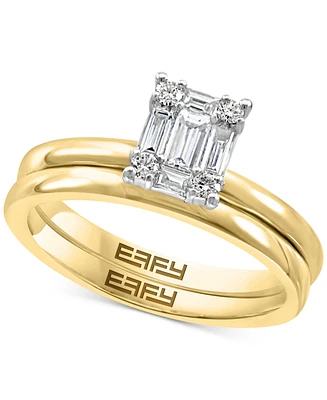 Effy Diamond Baguette Cluster Bridal Set (3/8 ct. t.w.) in 14k White Gold and 14k Gold & White Gold