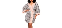 Plus Katie Soft Printed Robe with Lace Trims