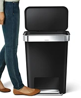 simplehuman 45 Liter Rectangular Liner Rim Plastic Kitchen Trash Can with Pocket