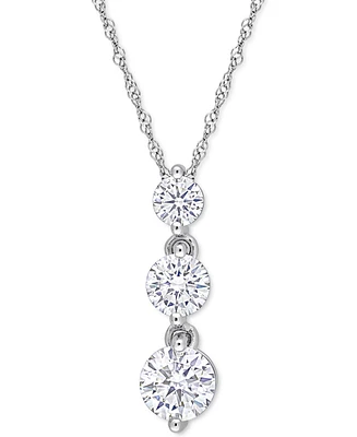 Lab-Grown Moissanite Triple Drop 18" Pendant Necklace (1-3/8 ct. t.w.) in Sterling Silver