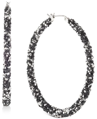 Karl Lagerfeld Paris Crystal Hoop Earrings, 2"