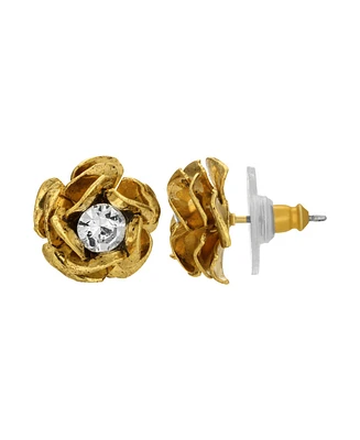 2028 Crystal Flower Button Earrings
