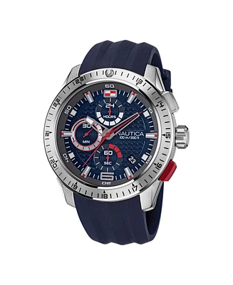 Nautica Men's Blue Silicone Strap Watch 47.5mm