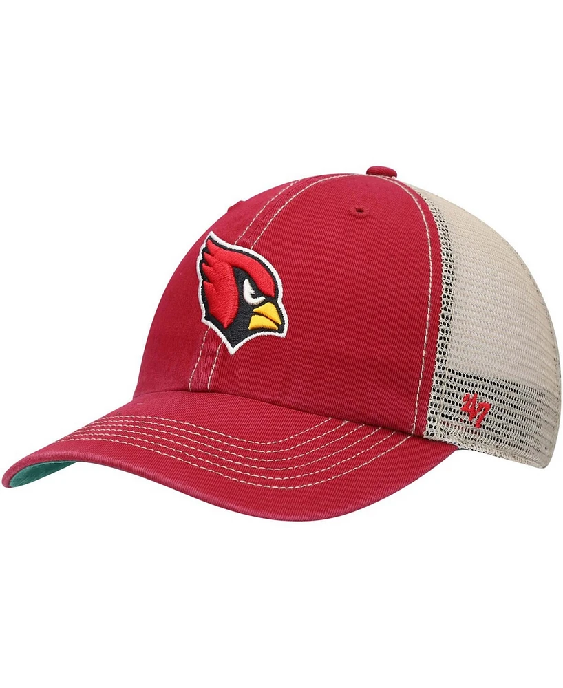 Men's Cardinal, Natural Arizona Cardinals Trawler Trucker Clean Up Snapback Hat