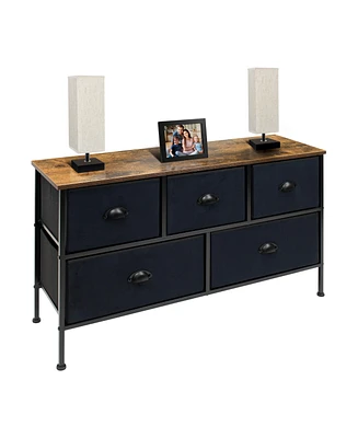 Sorbus 5 Drawers Dresser- Storage Unit with Steel Frame, Wood Top, Fabric Bins - for Bedroom, Closet, Office and more