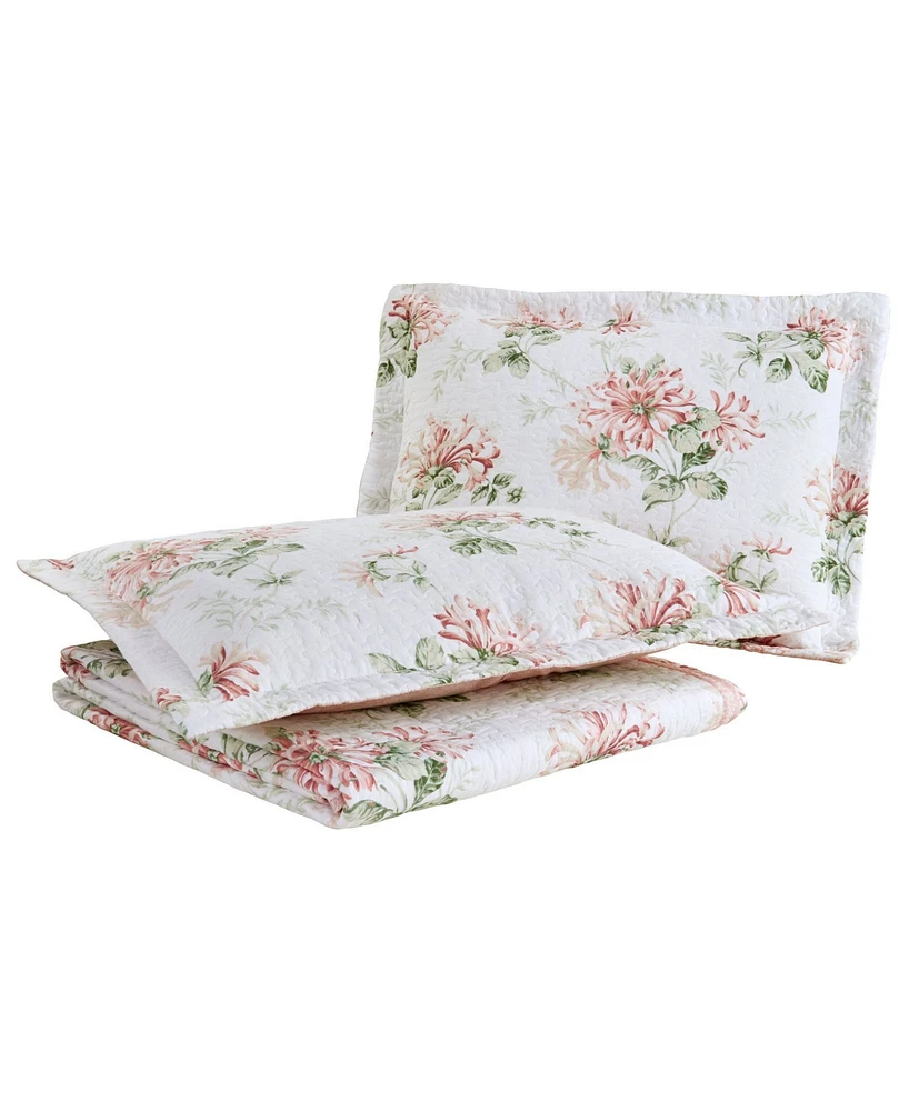 Laura Ashley Honeysuckle Cotton Reversible -Pc. Quilt Set