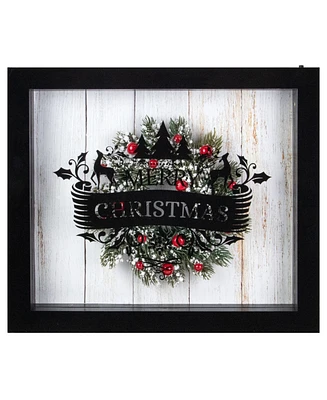 14" Framed 3D Merry Christmas Led Christmas Box Decor