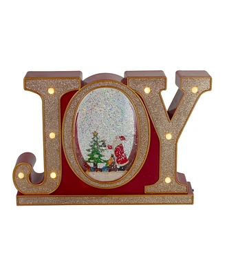 11" Led Lighted Joy Christmas Glitter Snow Globe