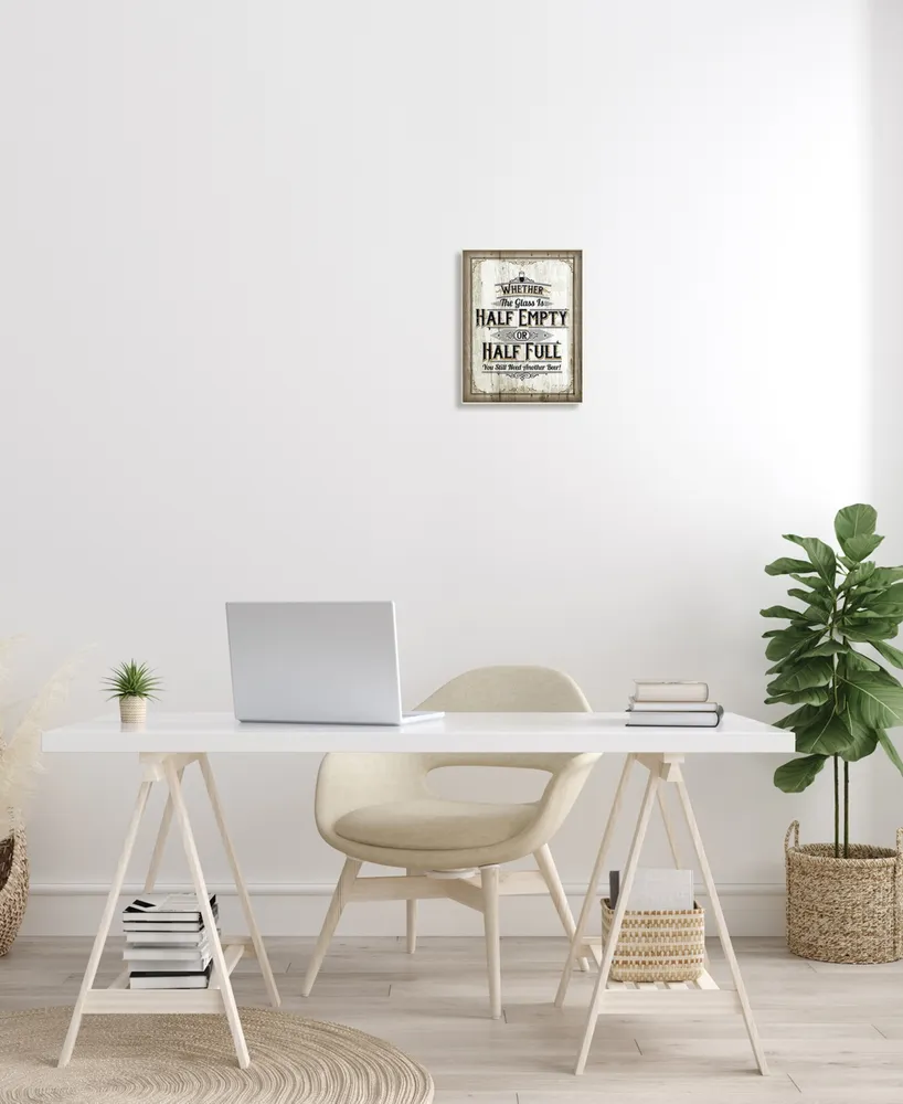 Stupell Industries Half Empty Beer Sign Bar Room Word Design Wall Plaque Art, 10" x 15"