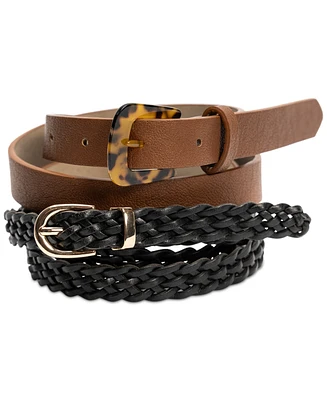 Giani Bernini Women's 2-Pk. Solid & Braided Belt Set