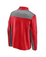 Men's Red, Gray La Clippers Primary Logo Fleece Quarter-Zip Jacket