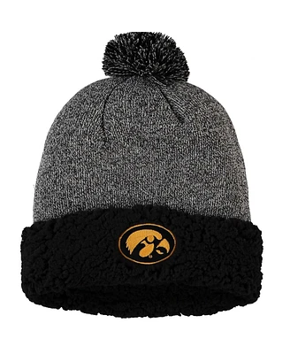 Women's Black Iowa Hawkeyes Snug Cuffed Knit Hat with Pom