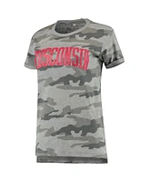 Women's Pressbox Camo Wisconsin Badgers T-shirt