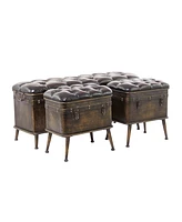 Metal Retro Storage Bench, Set of 3
