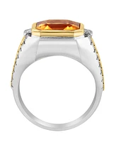 Effy Men's Citrine (5-1/10 ct. t.w.) & White Topaz (1/10 Ring Sterling Silver 14k Gold-Plated