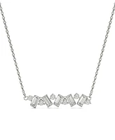 Moissanite Fixed Baguette Necklace (3/4 Carat Total Weight Certified Diamond Equivalent) in 14K White Gold