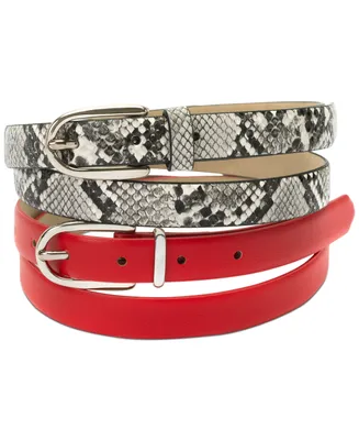 I.n.c. International Concepts 2-Pk Snake & Solid Belt, Created for Macy's