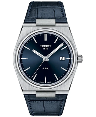 Tissot Men's Prx Blue Leather Strap Watch 40mm