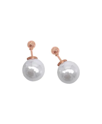 Adornia Rose Gold Imitation Pearl Double-Sided Ball Earrings