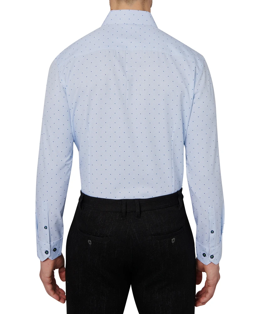 Men's Regular Fit Non-Iron Geo Print Performance Dress Shirt