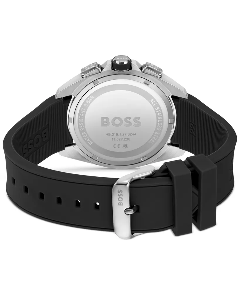 Hugo Boss Men's Volane Chronograph Black Silicone Strap Watch 44mm