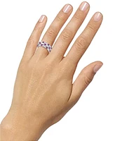 Lab-Grown Sapphire (7/8 ct. t.w.) & Lab-Grown White Sapphire (5/8 ct. t.w.) Multirow Ring in Sterling Silver (Also in Lab-Grown Emerald & Lab-Grown Ru
