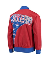 Men's Philadelphia 76Ers Red Mitchell & Ness Hardwood Classics 75th Anniversary Authentic Warmup Full-Snap Jacket