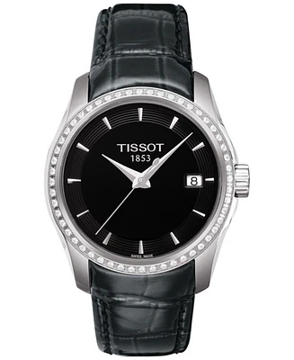 Tissot Swiss Couturier Diamond (1/3 ct. t.w.) Black Leather Strap Watch 32mm