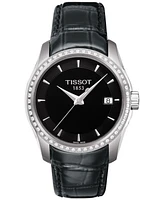 Tissot Swiss Couturier Diamond (1/3 ct. t.w.) Black Leather Strap Watch 32mm