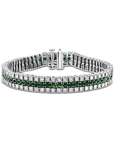 Sapphire (6 ct. t.w.) & Diamond (2 ct. t.w.) Triple Row Tennis Bracelet in Sterling Silver (Also in Emerald & Ruby)