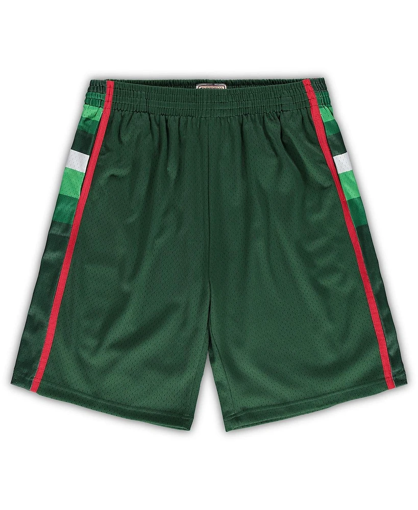 Men's Mitchell Ness Hunter Green Milwaukee Bucks Big Tall Hardwood Classics Team Swingman Shorts