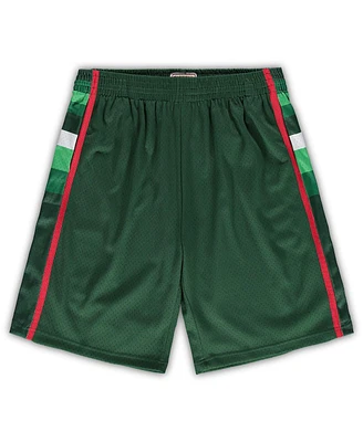 Men's Mitchell Ness Hunter Green Milwaukee Bucks Big Tall Hardwood Classics Team Swingman Shorts