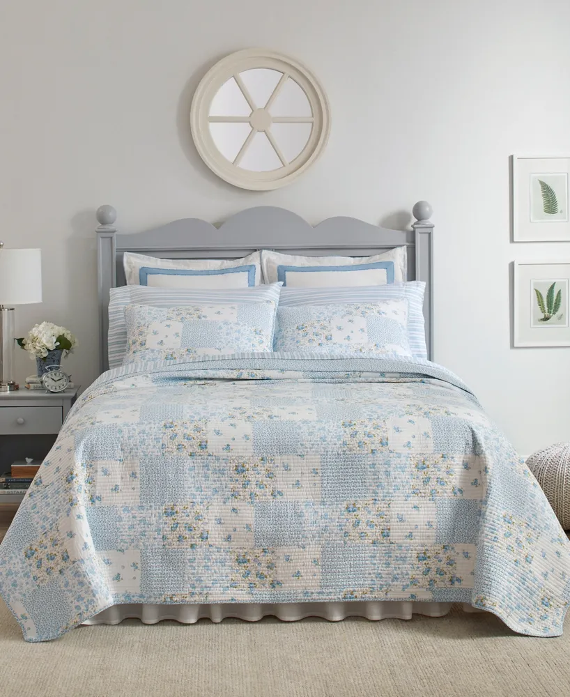 Laura Ashley Kenna Cotton Reversible 3-Pc. Quilt Set, Full/Queen