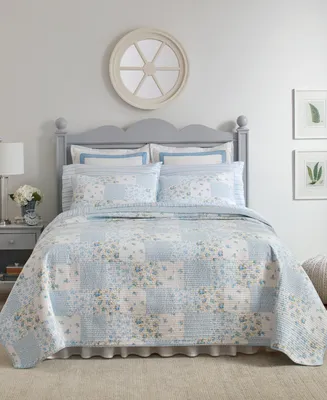 Laura Ashley Kenna Cotton Reversible 3-Pc. Quilt Set, Full/Queen