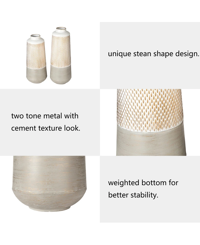 Glitzhome Modern Farmhouse - Modern Industrial Textured Table Vases, Set of 2