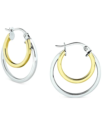 Giani Bernini Double Hoop Earrings in Sterling Silver & 18k Gold-Plate, Created for Macy's