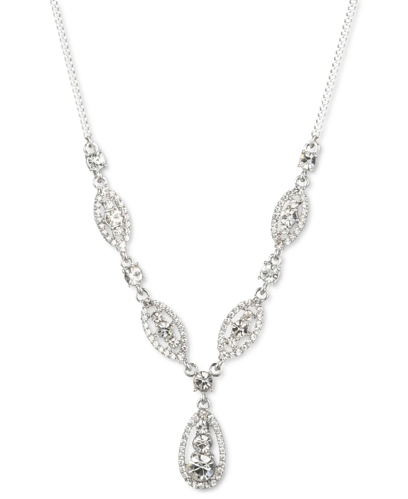 Givenchy Crystal Trio Lariat Necklace, 16" + 3" extender