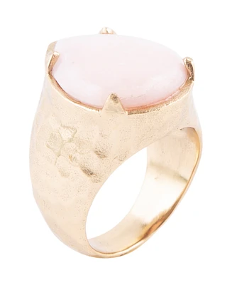 Barse Dreamy Bronze and Genuine Pink Opal Rings