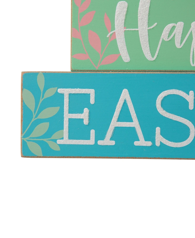 Glitzhome 9.5"L Wooden Easter Block Table Decor