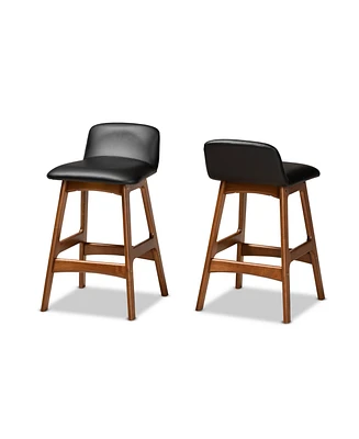 Darrin Mid-Century Modern Wood Counter Stool Set, 2 Piece