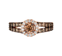 Le Vian Chocolate Diamond (1 ct. t.w.) & Nude (1/8 Halo Ring 14k White, Yellow or Rose Gold