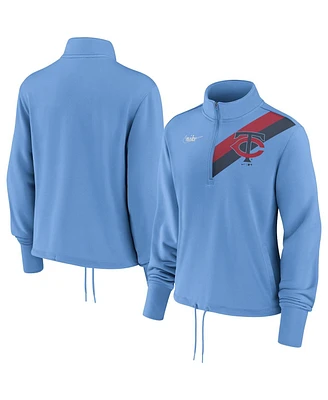 Women's Nike Light Blue Minnesota Twins 1965 Cooperstown Collection Rewind Stripe Performance Half-Zip Pullover