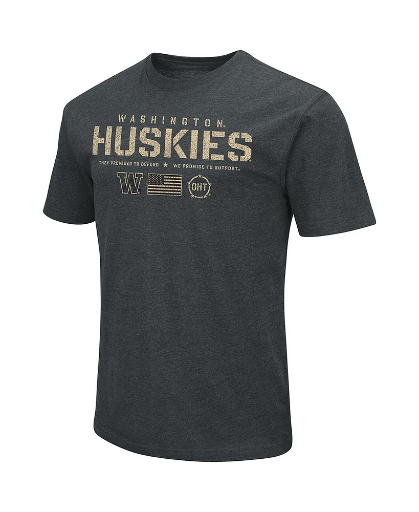 Men's Colosseum Heathered Black Washington Huskies Oht Military-Inspired Appreciation Flag 2.0 T-shirt