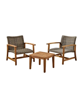 Hampton Outdoor Wicker Club Chairs and Side Table Set